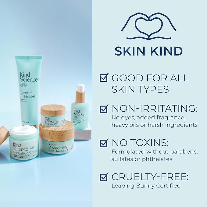 Kind Science Deluxe Kit - Skin Care by Ellen DeGeneres Full Size 5pc Set with Hydration Cream, Firming Serum, Radiance Oil, Neck Treatment, Radiance Oil