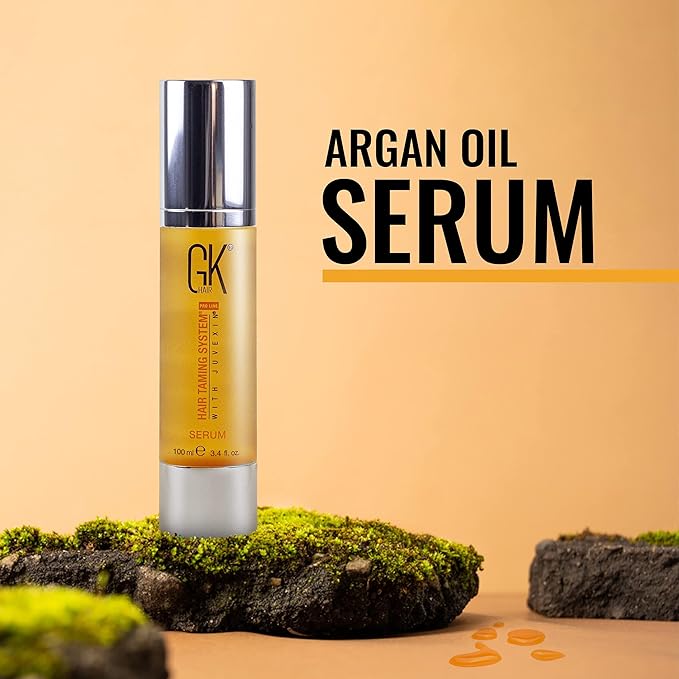 GK HAIR Global Keratin 100% Organic Argan Oil Anti Frizz Serum Styling Smoothing Strengthening Hydrating & Nourishing Heat Protection Shine Frizz Control Dry Damage Hair Repair