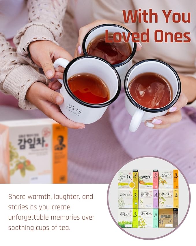 Ssanggye Persimmon Leaf Tea 1.0g x 40 Tea Bags, Premium Korean Herbal Tea Hot Cold Herb Soft Savory Taste Decaf 4 Seasons Made in Korea