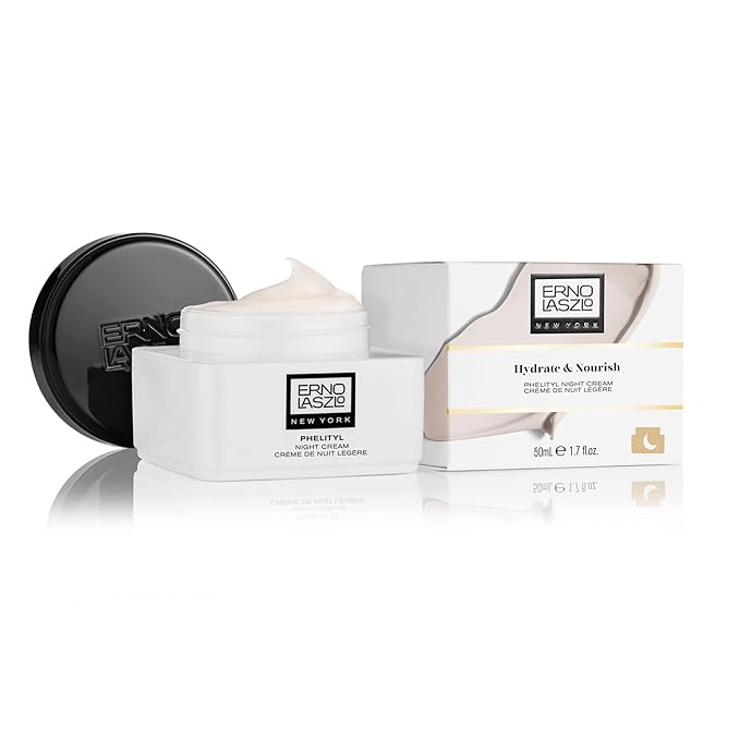 Erno Laszlo Phelityl Night Cream, Non-Greasy Night Moisturizer for Face and Neck, Re-Hydrate to a Youthful Skin Tone and Complexion Overnight, 1.7 Fl Oz