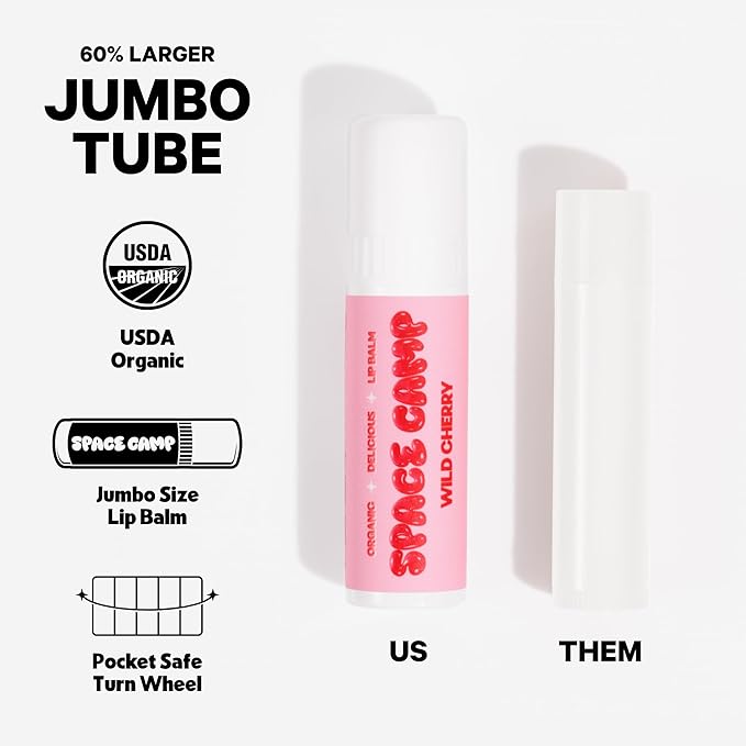 Space Camp Wellness Jumbo Lip Balm - Birthday Cake Organic Flavored Balm (2 Pack)