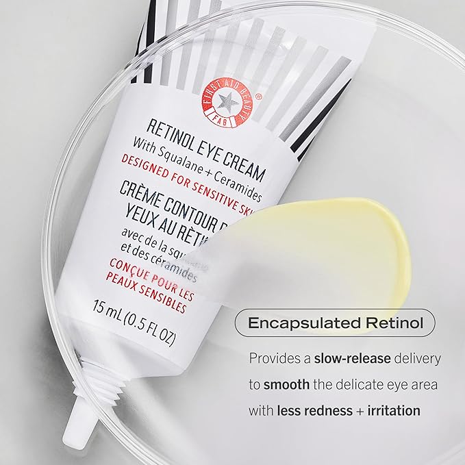 First Aid Beauty - Retinol Bundle: 0.3% Retinol Complex Serum with Peptides, 1 oz, & Retinol Eye Cream with Squalane + Ceramides, 0.5 oz, Improves Look of Lines & Wrinkles with Less Irritation, 2ct