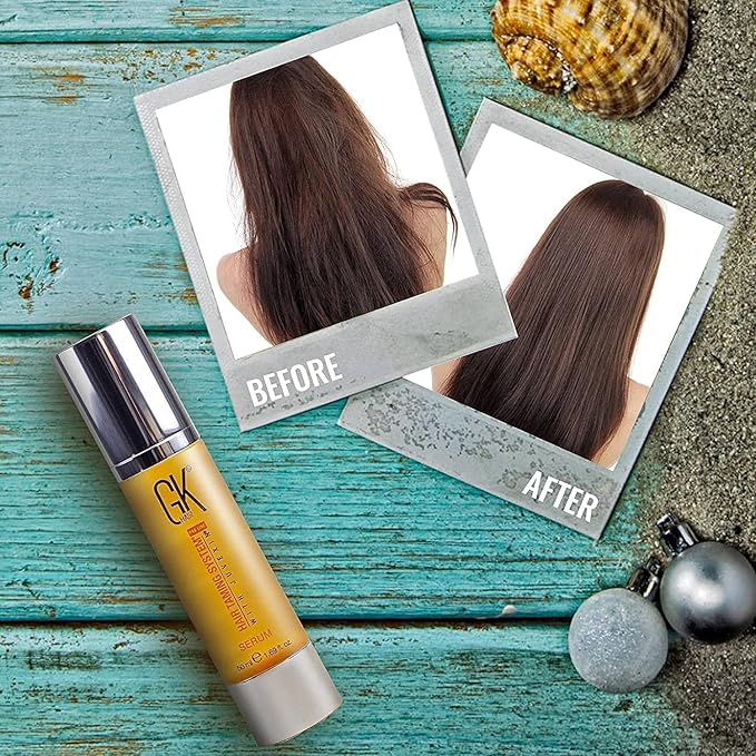 GK HAIR Global Keratin 100% Organic Argan Oil Anti Frizz Serum Styling Smoothing Strengthening Hydrating & Nourishing Heat Protection Shine Frizz Control Dry Damage Hair Repair